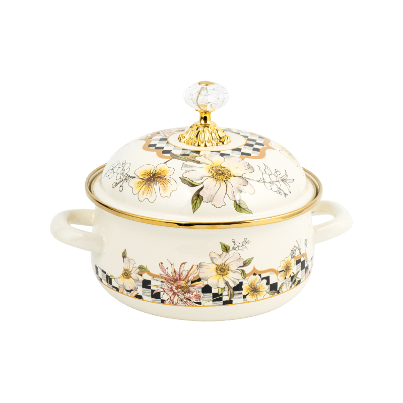 807D Double Handle emalje Persimmon-formet gryte