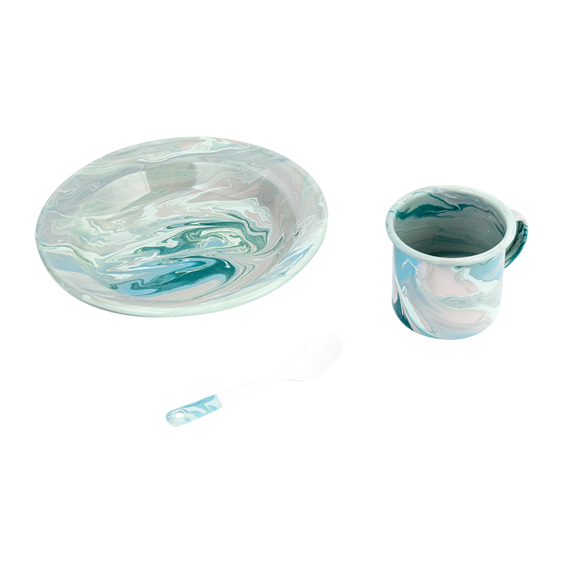 European Floral Emalje Teapot Set